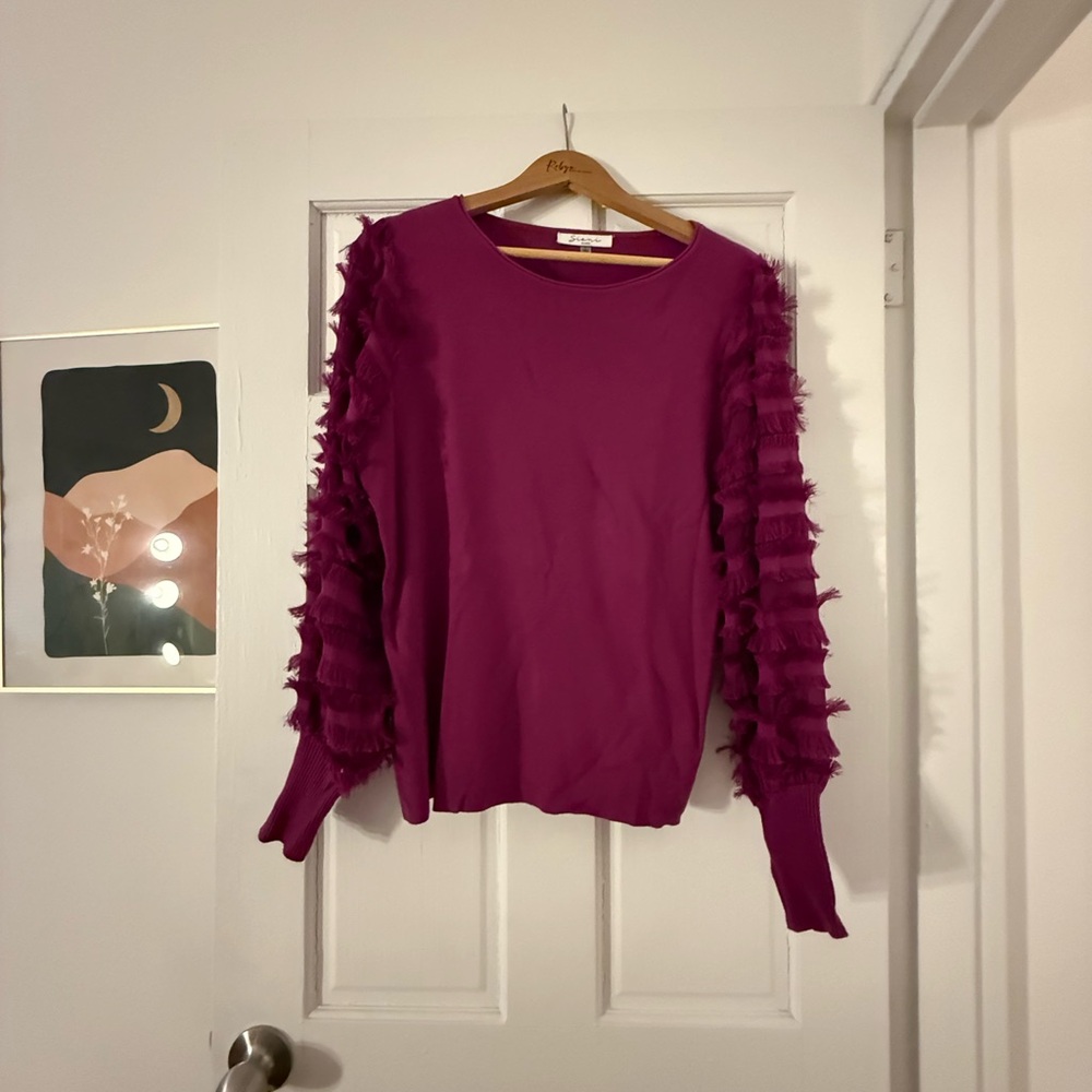 Women's Ruffled Sleeve Top - Purple